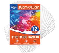 STATIONERY ISLAND 12 Pack Stretched Canvas 30x40cm, A3 Canvas for Painting 100% Cotton Acid Free Professional Art Canvases for Acrylic Oil Gouache Watercolour(12“ X 16”)