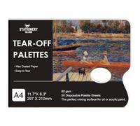 STATIONERY ISLAND A4 Tear Off Palette - 50 Sheets Disposable Palette Paper with Thumb Hole, Paint Palettes Pad for Oil, Acrylic & Watercolour Painting