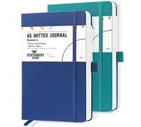STATIONERY ISLAND A5 Bullet Dotted Journals, 180 Numbered Pages (2 Pack), 120gsm Thick Paper Hardcover Dotted Notebooks, 5.3"x8.4" for Journaling, Planning, Study (teal + blueberry)
