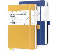 STATIONERY ISLAND A5 Bullet Dotted Journals, 180 Numbered Pages (2 Pack), 120gsm Thick Paper Hardcover Dotted Notebooks, 5.3"x8.4" for Journaling, Planning, Study (sunflower + blueberry)