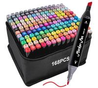 STATIONERY ISLAND Alcohol Markers Art Marker Pen Dual Tips Permanent Drawing Markers for Adults and Kids Highlighting Design, Graphic, Comic, Anime, Manga (168 Colours with Bag)