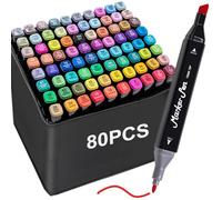 STATIONERY ISLAND Alcohol Markers Set 80 Colours, Alcohol pens Dual Tips, Colouring Pens with Carrying Bag, Graphic Marker Pens for Artist, Twin Markers Art Pens for Drawing