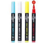 STATIONERY ISLAND Chalk Pens for blackboard, Liquid Chalk Markers for Chalkboard and Glass, Wipeable Chalk pens for Window Drawing, 4 Colours