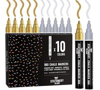 STATIONERY ISLAND Chalk Pens for Blackboard, Liquid Chalk Markers for Chalkboard, Glass,Window Drawing(6mm 5 Golden & 5 Silve)