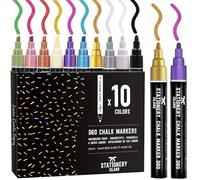 STATIONERY ISLAND Chalk Pens for Blackboard, Liquid Chalk Markers for Chalkboard, Glass,Window Drawing(Metallic 10pc)