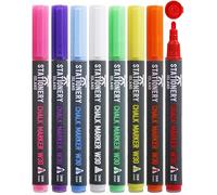 STATIONERY ISLAND Chalk Pens W30 Pack Of 8 Neon Colours â€“ 3mm Fine Bullet Nibs. Wet Wipe Erase Liquid Chalk Markers. For Glass (Windows & Mirrors), Whiteboards, Signs And Non-Porous Blackboards