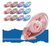 STATIONERY ISLAND Glue Tape Roller, 12 Pack Double Sided Tape Dispenser, Scrapbooking Supplies, 6mx8mm Adhesive Glue Roller Tape for Crafting, Cards, Photo, Journaling and Christmas Gifts Wrapping