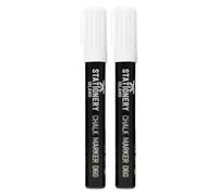 STATIONERY ISLAND Liquid Chalk Pens White Markers for Blackboards Dry Erase Chalk Marker Pens Wipeable for Chalkboard, Window, Glass, Signs and Mirrors - 6mm Chisel Nibs (White Pack of 2)