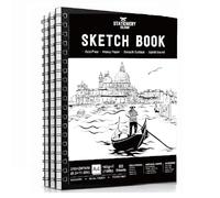 STATIONERY ISLAND Sketchbook Spiral Bound 60 Sheets A4 160gsm 3PCS Premium Drawing Paper for Sketching, Drawing & Painting Sketch Pad Art Book for Pencils, Charcoal