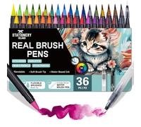 STATIONERY ISLAND Teenage Girls Gifts Watercolour Brush Pens 36+1 Set Soft Brush Pens Water Colour Pens Art Colouring Pens for Kids and Adult Colouring Book Calligraphy Painting