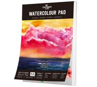STATIONERY ISLAND Watercolour Paper A4 Pad, 30 Sheets Water Colour Paper 300gsm, Glue Bound, Cold-Pressed Texture, Watercolour Sketchbook for