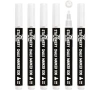 STATIONERY ISLAND White Chalk Pens, 6 Pack Chalk Markers for blackboard, Erasable Liquid Chalk Pens, 3mm Bullet Nib, Marker Pens Wipeable for Chalkboard, Window, Glass and mirror
