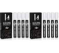 STATIONERY ISLAND White Chalk Pens for Blackboards, 6mm Reversible Nib Chalk Markers for Window and Glass, Wipeable Blackboard Pens, Pack of 8