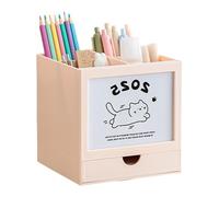 Stationery Organisers Pencil Holder Rotating Pen With Calendar Desk Organizers 2025 Organizers Large Capacity Pencil With For Student Teacher