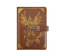 Stationery Password Notebook Diary Book Retro A5 with Lock Protecting Secrets 200 Pages Travelers Journal Student Lockable Diary(Style1-Brown)