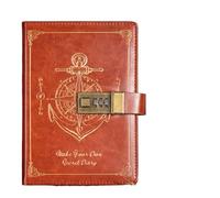Stationery Password Notebook Protecting Secrets Retro A5 Notebook With Lock Stain Resistant Diary Book Travelers Journal Writing for Organize, Note Take(Orange)