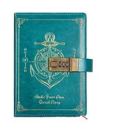 Stationery Password Notebook Protecting Secrets Retro A5 Notebook With Lock Stain Resistant Diary Book Travelers Journal Writing for Organize, Note Take(Green)