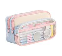 Stationery Pouch Organizer - Canvas Pencil Storage Case, Triple Compartment Capacity | Portable Zippered Supplies Carrier Supporting School Study Art Travel Usage Children Students Teens Adults