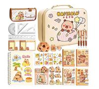 Stationery Set - Capybara Pens Sticky Notes Kit, Cute Aesthetic Writing Collection, Creative Educational Supply Bundle for Daily Learning Organization | Kindergarten School Home Teens Kids Boys Girls