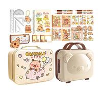 Stationery Set, Comprehensive Stationery Set, 32x14x31cm, Sticky Note Book & Pen Case, Built-In Password Box, Cute Character Design, for Elementary School Students, School Entrance