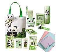 Stationery Set - Panda Pen Bag with Brooch and Keychain | Canvas Bag for Student Organization Backpack College Kids Travel Girls Boys Study School