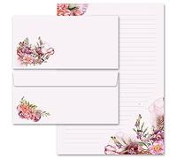 Stationery-Sets Flowers & Petals, Flower TIME 100 Sheets of Stationery Paper + 100 Matching envelopes DIN Long windowless