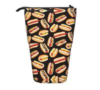 Stationery Storage Bag Fun Food Hot Dogs Print Pencil Pouch Big Capacity Supplies Box Portable Pen Pouch Bag for School, Teens, Girls