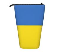 Stationery Storage Bag Ukrainian Flag Print Standing Pencil Case with Zipper Pencil Pouch Lightweight Pen Pouch Bag for Gifts, Office, Student