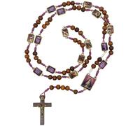 Stations of the Cross Chaplet Rosary | Brown Wooden Beads with Color Medals | Catholic Lent Devotional | Great Christian Gift for Confirmation | Prayer for Adoration at Home or in Church