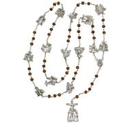 Stations of the Cross Chaplet Rosary | Olive Wood Beads on Silver-Tone Chain with Medals | Lenten Devotional Prayer | Great Catholic Gift
