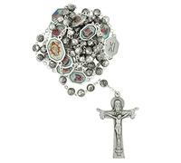 Stations of the Cross Chaplet Rosary | Rose Shaped Metal Beads | Color Images of all 14 Stations | Finished with Trinity Crucifix | Great Catholic Gift for First Communion and Confirmation