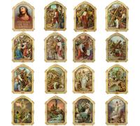 Stations of The Cross Plaques | 3.75" Tall | Lenton Decor and Devotional | Catholic Christian Classrooms, Home, and Church | Includes 16 Plaques Depicting the Crucifixion and Resurrection of Jesus