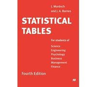 Statistical Tables: For students of Science Engineering Psychology Business Management Finance