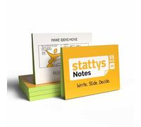 Stattys Notes XS - 10 Blocks Electrostatic Sticky Notes (5 × 3.7 cm) | Super Sticky "Magic Note Pad" for Small Ideas | Reusable & Glue-Free on Glass, Whiteboard, Table (Green)