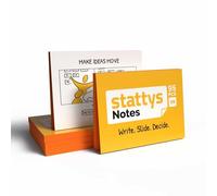 Stattys Notes XS - 10 Blocks Electrostatic Sticky Notes (5 × 3.7 cm) | Super Sticky "Magic Note Pad" for Small Ideas | Reusable & Glue-Free on Glass, Whiteboard, Table (Orange)