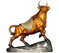 Statue Decorations, Family Sculpture Figurine Statue Decor,Buddha Statues A Pure Copper Bull Statue with A Pedestal，Animal Sculpture Fengshui Wealth/The Best Choice for Financial Fund Workers. Home De