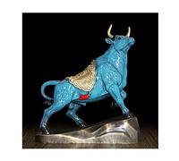 Statue Decorations, Family Sculpture Figurine Statue Decor,Buddha Statues A Pure Copper Bull Statue with A Pedestal，Animal Sculpture Fengshui Wealth/The Best Choice for Financial Fund Workers. Home De