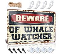 Statue Entryway Cool Wall Art - Beware Of Whale Watcher Gift For Doctor Rustic Wall Hanging(20X30CM)