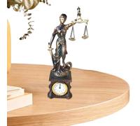 Statue Lady Justice - Resin Desk Statue With Built-in Clock | Table Decoration Statue | For Office Study Corner Living Room Bedroom Bedside Bookcase Dressing Table