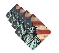 Statue Liberty American Flag Car Air Freshener Cards for Women Men 4 Pack Cute Car Accessories Long Lasting Scent Car Diffuser Hanging Auto Aromatherapy Tablets Car Fresheners Gifts