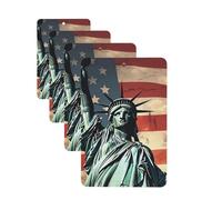 Statue Liberty American Flag Car Air Freshener Cards for Women Men 4 Pack Cute Car Accessories Long Lasting Scent Car Diffuser Hanging Auto Aromatherapy Tablets Car Fresheners Gifts