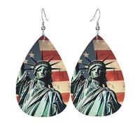 Statue Liberty American Flag Earrings Daily Styles Collection | Lightweight Leather Earring Hypoallergenic Design for Women Jewelry Teardrop Dangle Earring Fashion Pendant Gift