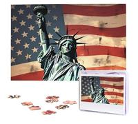 Statue Liberty American Flag Wooden Puzzles 1000 Pieces Personalized Jigsaw Puzzle For Adults Interesting Custom Photo Puzzles Gift For Holiday Birthday Wedding Anniversay