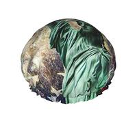 Statue Liberty Flag Fireworks Printed Double-Layer Shower Cap, Reusable Shower Cap, Suitable For Various Hair Lengths