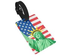 Statue Liberty Three Luggage Tags for Suitcases - Durable PVC ID Tags with Detachable Straps for Travel, Backpack, Golf Bag, Anti-Loss