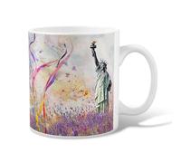 Statue of Ceramic Coffee Mug, Contemporary Artistic Lavender Ribbons Summer Violet Novelty Work Drinking Mugs with Handle Ideal for Friends Family Co-Worker Lovers Eldership Senior 11 Oz