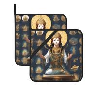 Statue Of God Set Of 2 Pot Holders, Kitchen Potholder Set, 8 X 8 Inches, &Perfect For Everyday Baking And Cooking.