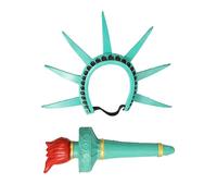 Statue Of Liberties Crowns And Torch Set For Womens Teens Halloween Costumes Cosplay Props Patriotic Party Accessories Statue Of Crown And Torch Costume Set Ladies Headband For Adult