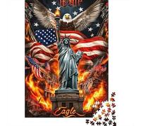 Statue of Liberty 1000 Piece Jigsaw Puzzle Paper for Adults American Flag Flame Eagle Scene Focus Boost 52x38cm/1000pcs