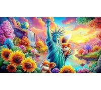 Statue-of-Liberty 1000 Pieces Recycled Paper Jigsaw Puzzle Impossible Hard Difficult Educational Games for The Whole for Women, Gifts for Men 70x50cm/1000pcs